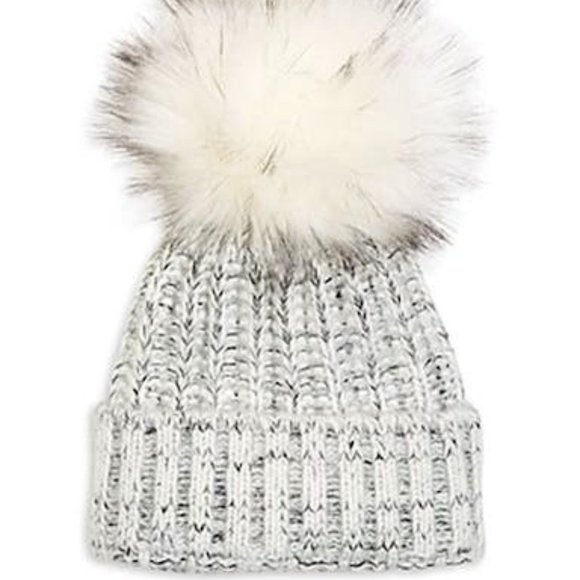 Kyi Kyi Chunky Wool Blend Beanie with Faux Fur Pom display picture 3